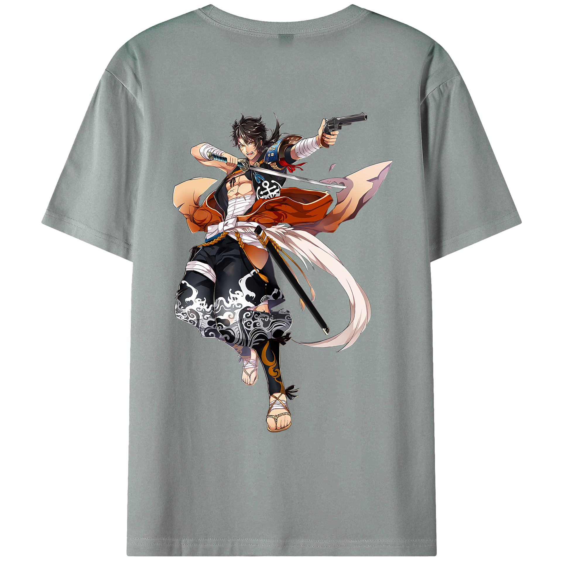 刀剣乱舞 Touken Ranbu 綿100％ メンズ半袖Tシャツ（バックプリント） 通気性
